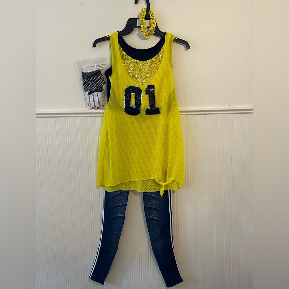 Weissman Bright Yellow and Black Sequin Hip Hop Costume